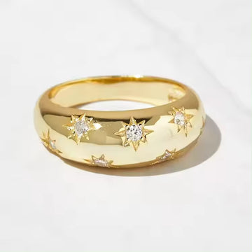 Zirconia Starburst Dome Ring