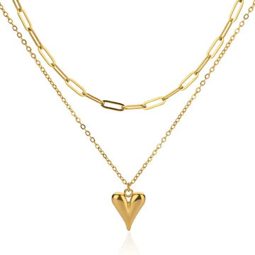 Double Chain Heart Necklace