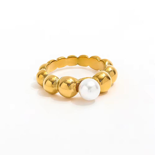 One Pearl Bead Gradient Bubble Rings