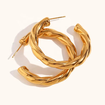 Exaggerated Twisted C Shape Earrings