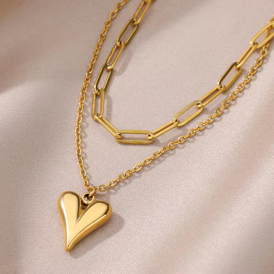 Double Chain Heart Necklace