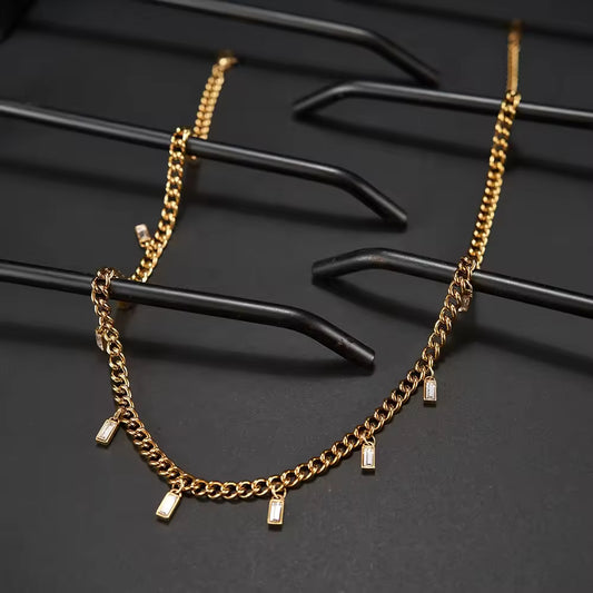 Zircon Charms Choker Necklace