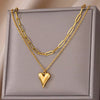 Double Chain Heart Necklace