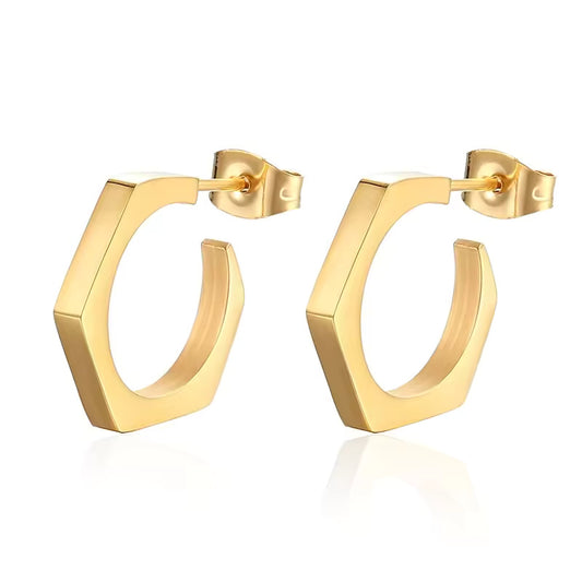 Hexagon Hoop Earrings