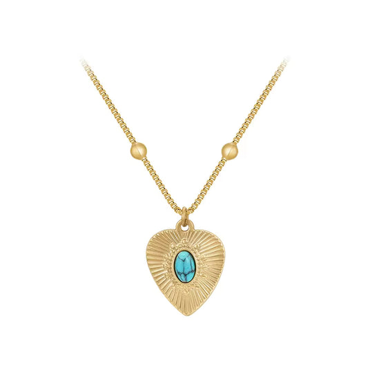 Natural Stone Heart Pendant Necklace