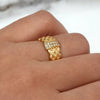 Dingran Vintage Chunky Woven Zircon Ring