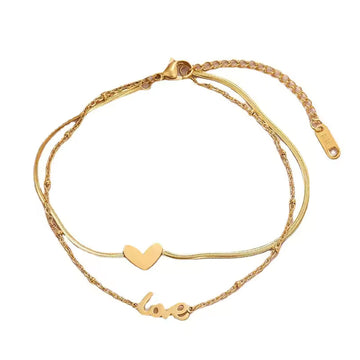 Double Chains Heart Anklet