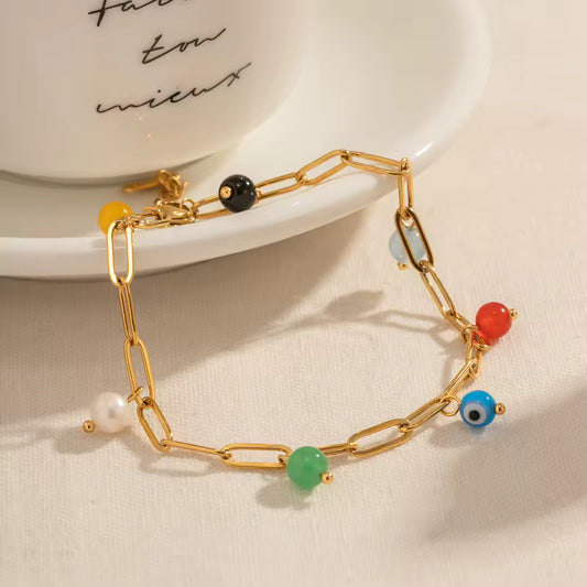 Bracelet de cheville en pierre naturelle à couleur résistante