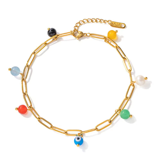 Bracelet de cheville en pierre naturelle à couleur résistante