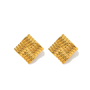 Fashion Square Shape 18k Gold Plated Earrings