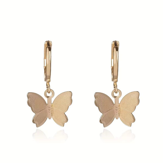 Butterfly Drop Dangle Hoop Earring