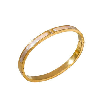 Gold-Plated Initial H Charm Bangle