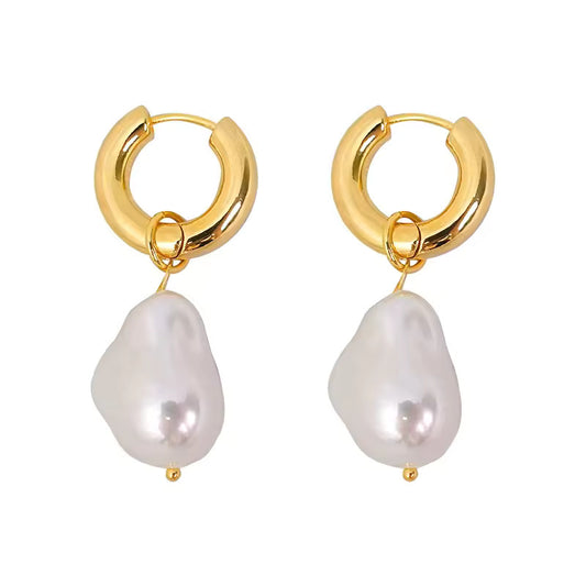 French Vintage Pearl Pendant Earrings