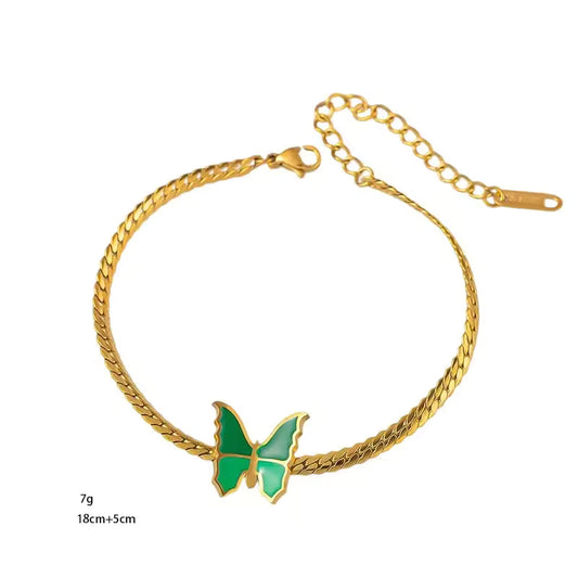 Weave Green Butterfly Anklet