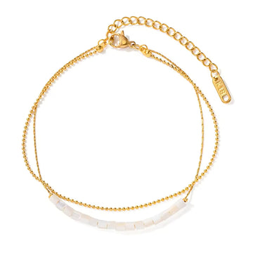 Ocean Beach White Shell Beaded Anklet