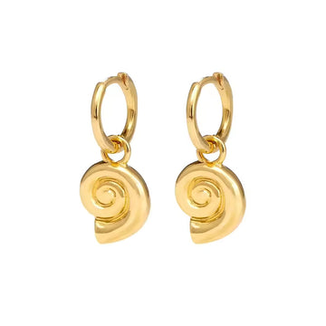 New Gold Plated Shell Huggie Earrings