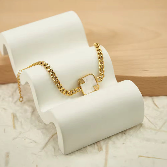 Square Shell Pendant Bracelet