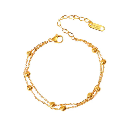 Double Layer Beaded Chain Anklet