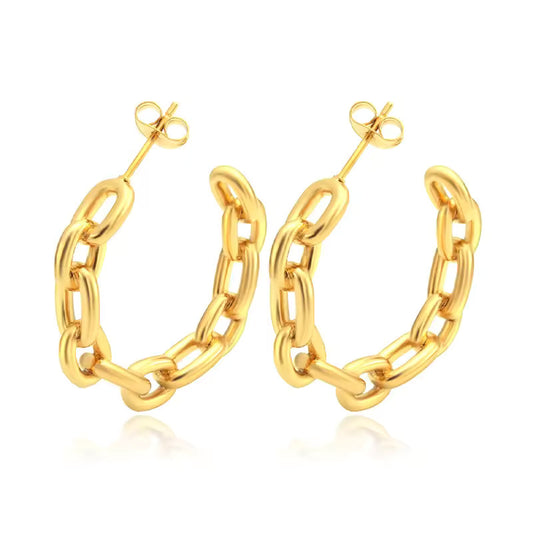 Hollow Link Chain C Hoop Earrings