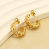 Vintage Zircon C-Shaped Stud Earrings