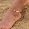 Bracelet de cheville en perles de coquillage blanc Ocean Beach