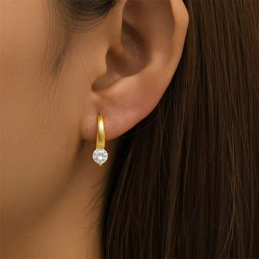 Inlaid Zircon Drop Huggie Hoop Earring