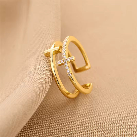 Fashion Double Cross Ring