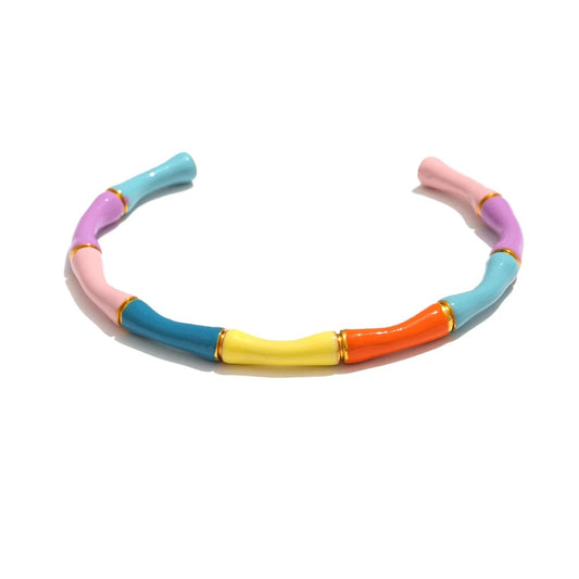 Colorful Summer Bamboo Cuff Opening Bracelet