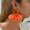 Fashion Rose Flower Petal Cotton Beads Big Dangle Earring