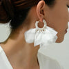 Fashion Rose Flower Petal Cotton Beads Big Dangle Earring