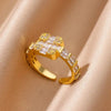 Zircon Geometric Square Open Ring