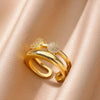 Fashion Square Round Double Ring