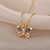 Aesthetic Zircon Butterfly Pendant Necklace