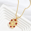 Virgin Mary Rose Flower Pendant Necklace