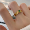 French Vintage Green Stone Ring