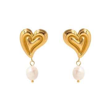 Heart Pearl Pendant Drop Dangle Earring