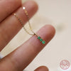 Retro Green Three Zircon Neclace