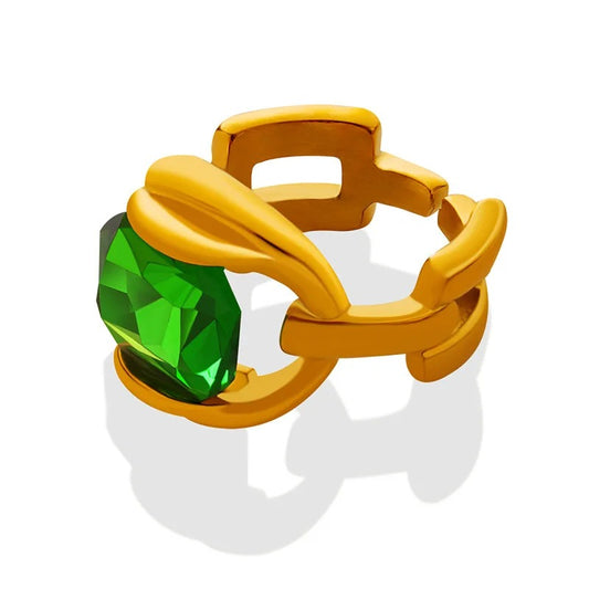 Bague brillante et délicate en cristal vert