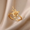 Vintage Rose Flower Sword Ring