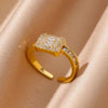 Stylish Zircon Square Ring