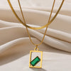 Double Layer Green Zirconia Pendant Necklace