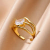 Fashion Square Zircon Geometric Ring