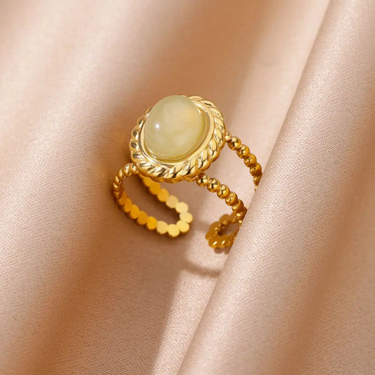 Vintage Stone Double Layer Ring