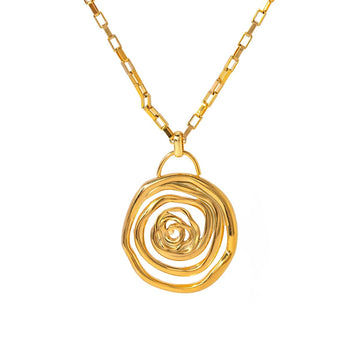 Spiral Circles Hollow Pendant Necklace