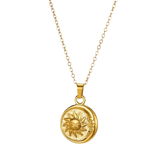 Vintage Sun Coin Necklace