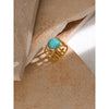 Bague d'ouverture tendance en pierre bleue