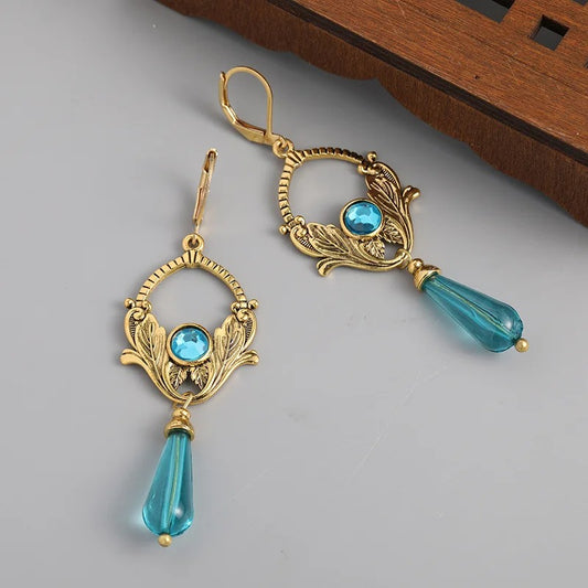 Bohemian Inlaid Blue Stone Drop Earring