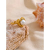 Simulated Pearls Heart Love Gold Open Ring