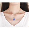 Princess Ocean Blue CZ Suspension Necklace