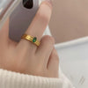 French Vintage Green Stone Ring